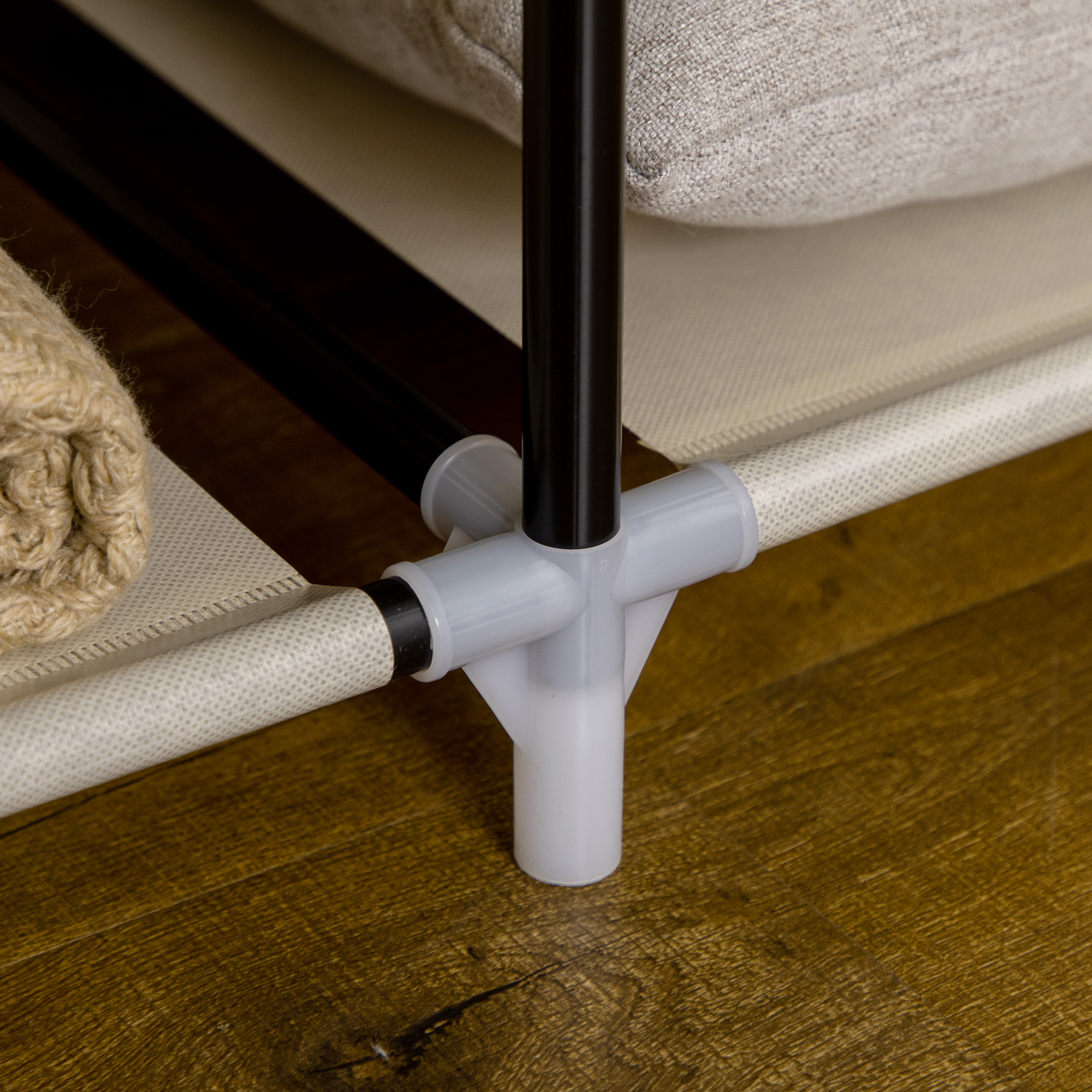 Schrank aus Stoff, Aufbewahrungslösung, 8 Regale, 2 Kleiderstangen, Beige