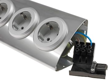 4-fach Steckdosenblock Edelstahl, 90° für Eck- &  Aufbaumontage