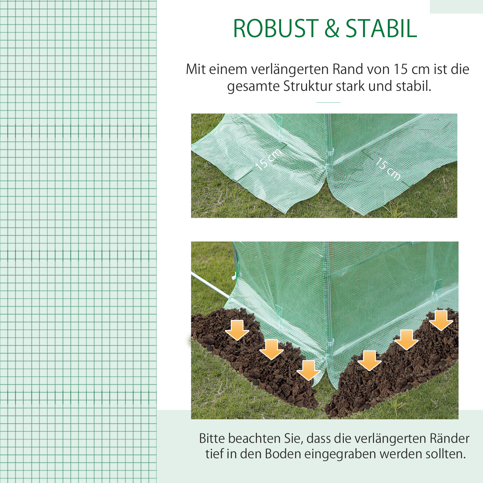 Gewächshausfolie, 3 x 2 x 2 m, wasserdichte Gartenplane mit UV-Schutz, Kunststoff-Folie, Abdeckplane für Treibhaus, Folientunnel, Tunnelfolie für Außenbereich, Grün