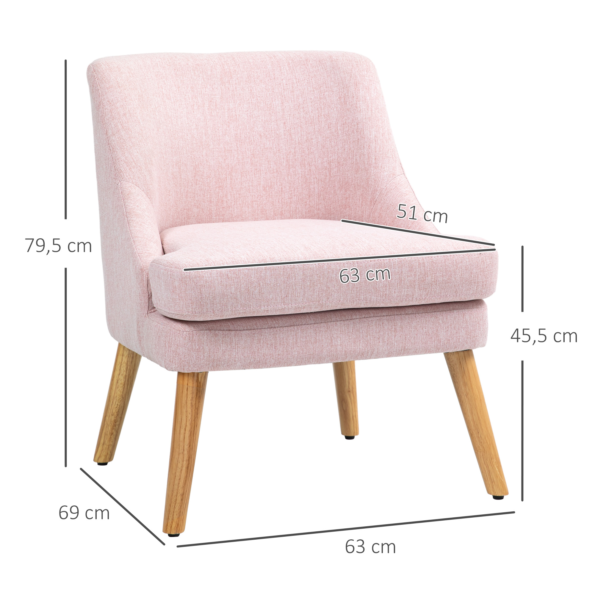 Akzentsessel im skandinavischen Stil, Samt, 25D-Schaumstoff, Hevea-Holzbeine, Beige, 63x69x79,5 cm