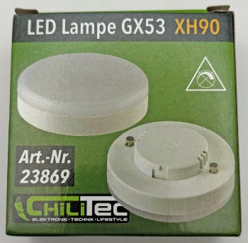 LED Leuchtmittel GX53 "XH 90" warmweiß / 9W, 805lm, Ø75x25mm, 120°, 3000k