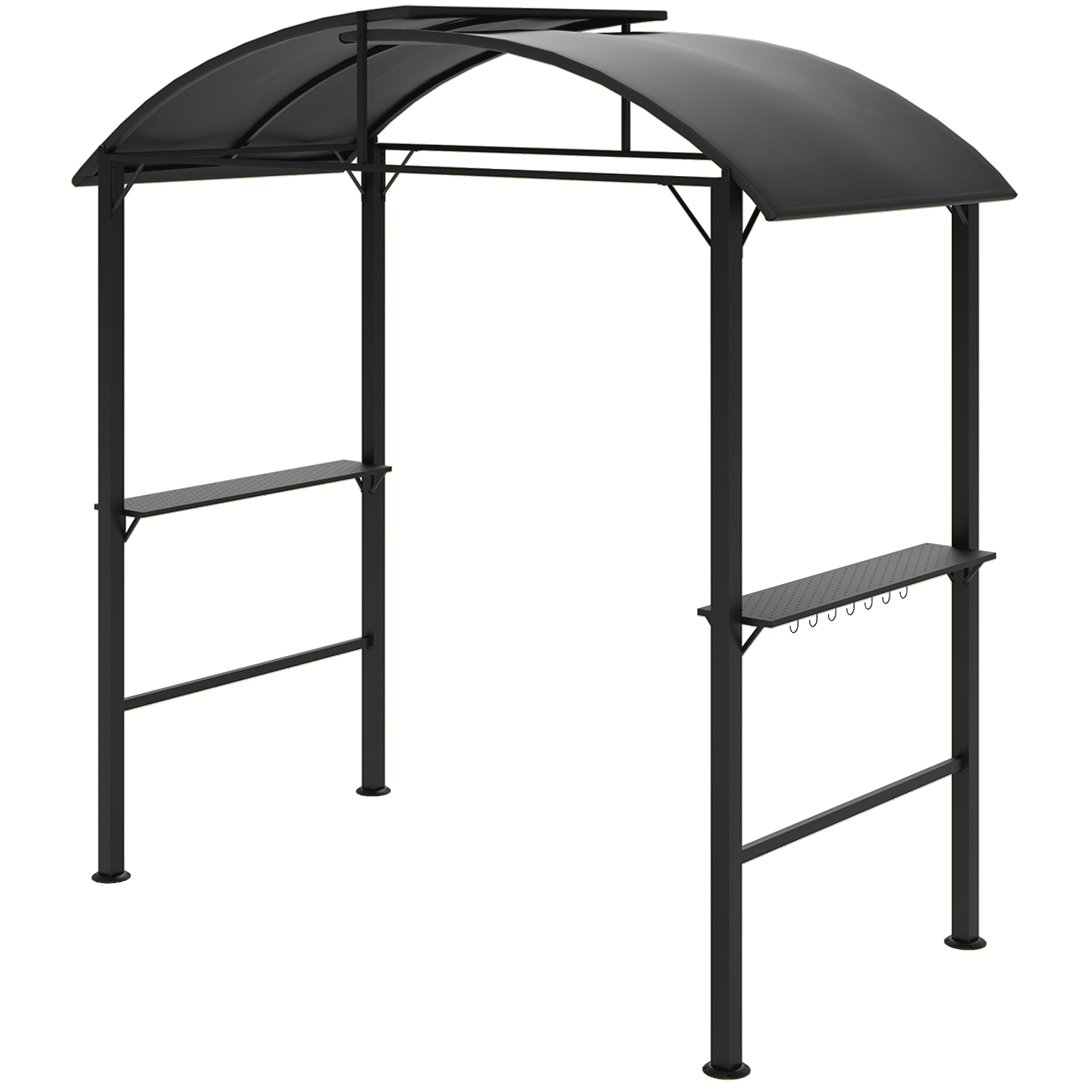 Grillpavillon, 2 Seitenablagen, Haken, Stahlrahmen, 1,1 x 2,3m, Dunkelgrau