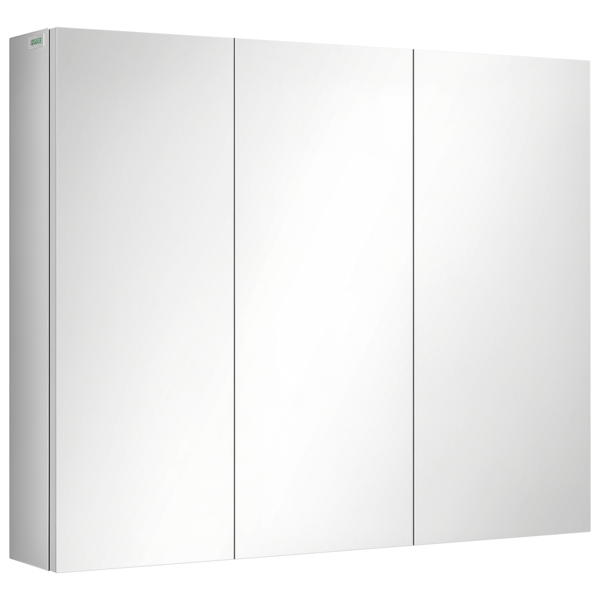 Spiegelschrank, Badschrank, 3 Spiegeltüren, 5 Innenböden, Edelstahl, Farbe: Silber, 70 x 12 x 55 cm