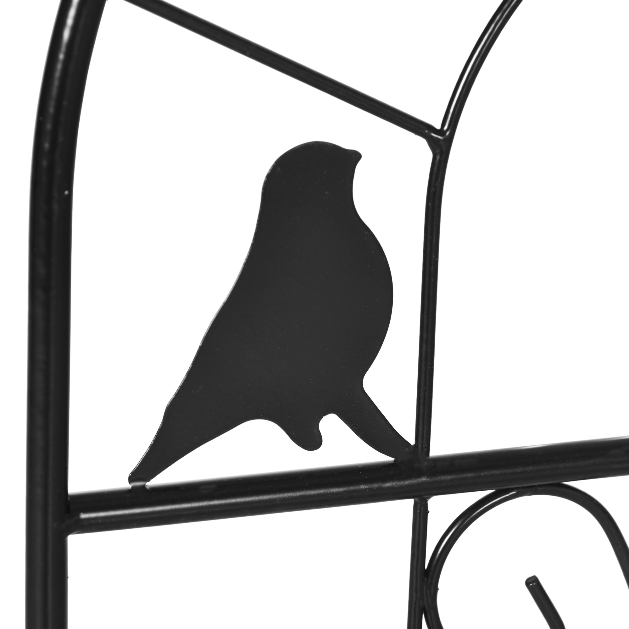 2er-Set Metallspalier, mit Vogel- und Kleeverzierung, für Garten & Terrasse, schwarz, 38 x 98 cm
