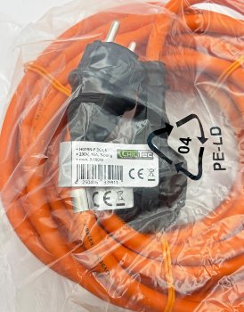 Verlängerungskabel 10m, IP44, Orange, H07RN-F 3G1,5 , Stecker / Kupplung