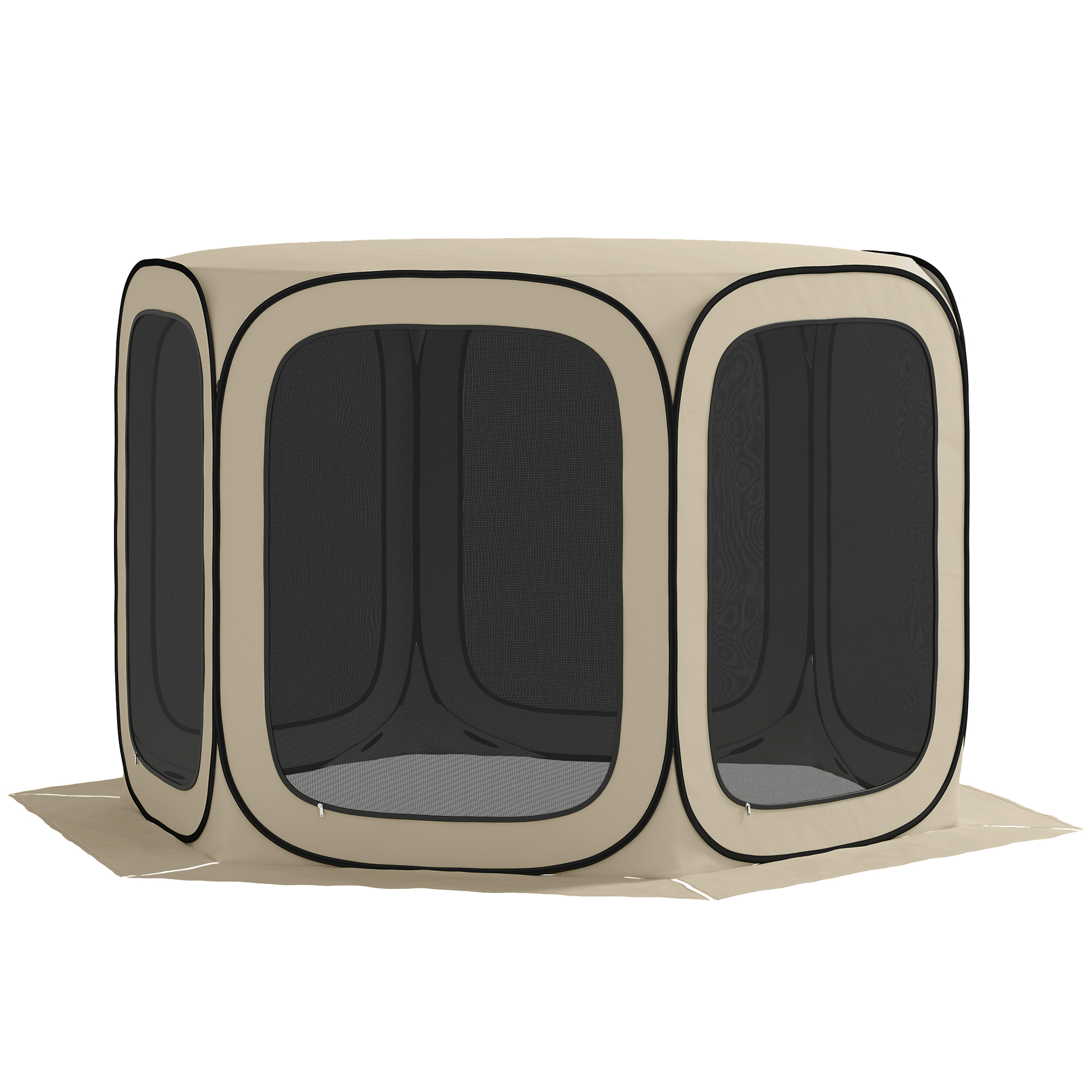 Pop-up-Campingzelt, tragbar, UPF50+ Schutz, Netz-Seiten, Stahldraht, Khaki Pop-up-Campingzelt, tragbar, UPF50+ Schutz, Netz-Seiten, Stahldraht, Khaki