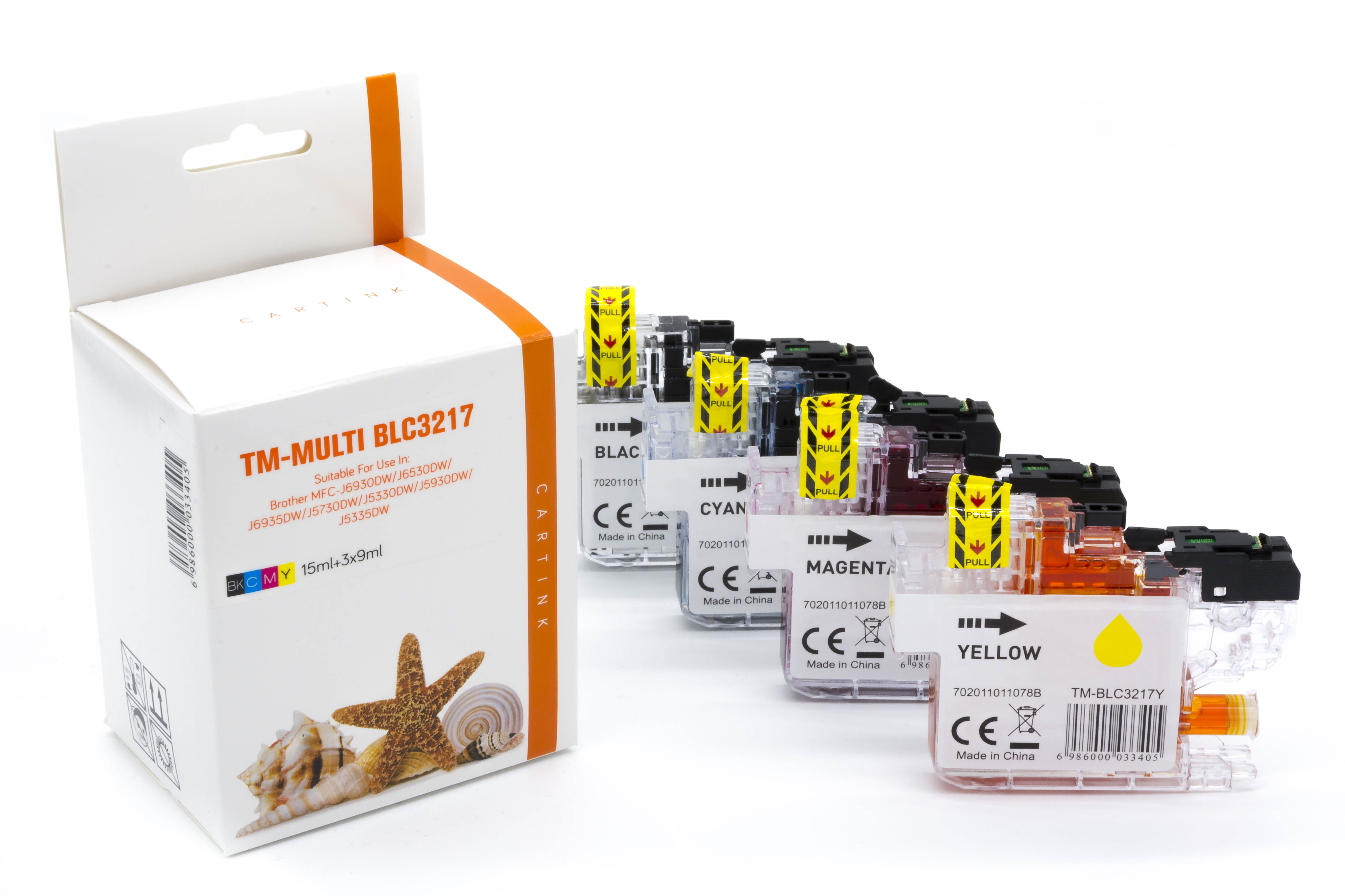 Multipack LC3217 alternativ Tinte für Brother / LC3217 / BK15ml / C,M,Y9ml