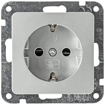 DELPHI Schutzkontakt-Steckdose, silber, 250V~/ 16A, Steckanschluss, ohne Rahmen