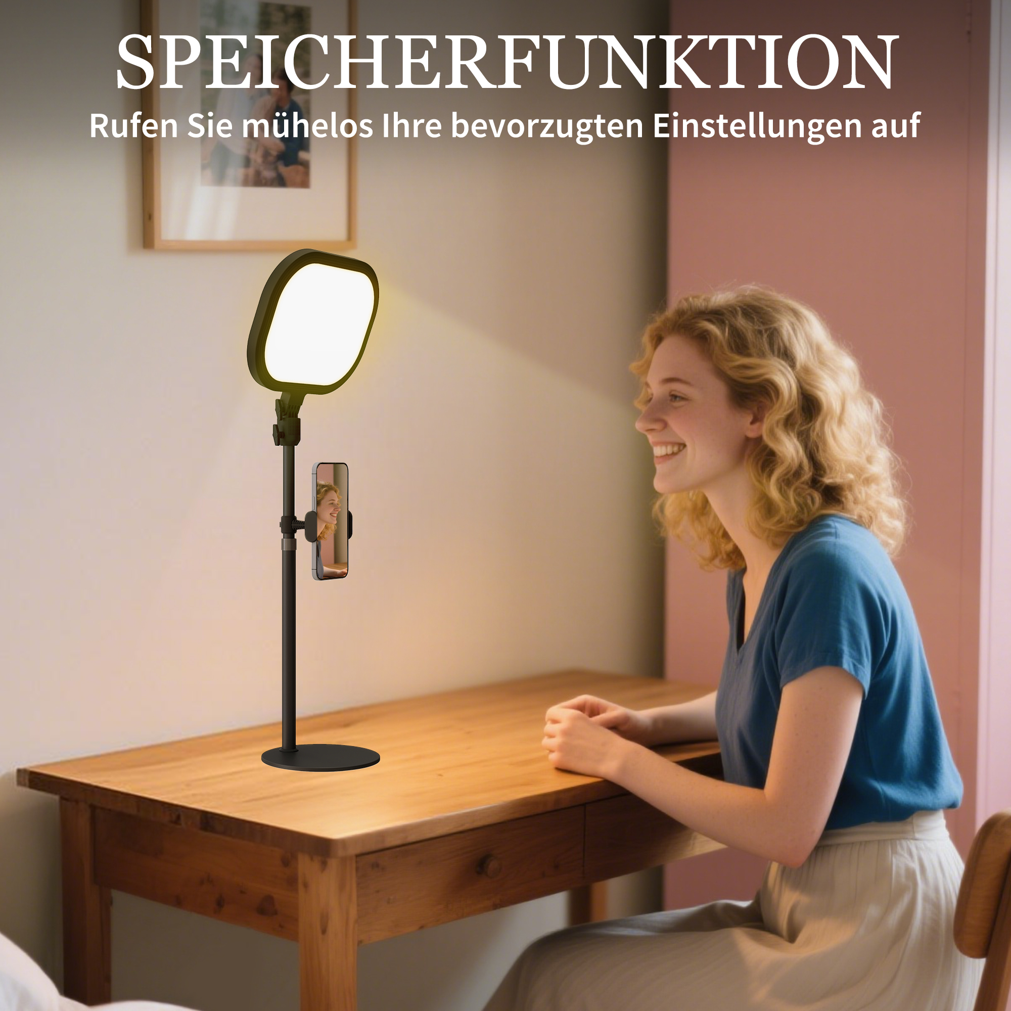 LED-Nachttischlampe, 10 Dimmstufen, 5 Farben, Speicherfunktion, Metall, Schwarz