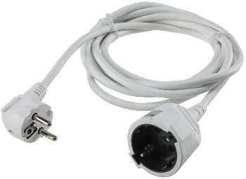 Schutzkontakt-Verlängerung, 3m, weiß, H05VV-F3G 1,5mm² 16A/250V Schutzkontakt-Verlängerung, 3m, weiß, H05VV-F3G 1,5mm² 16A/250V