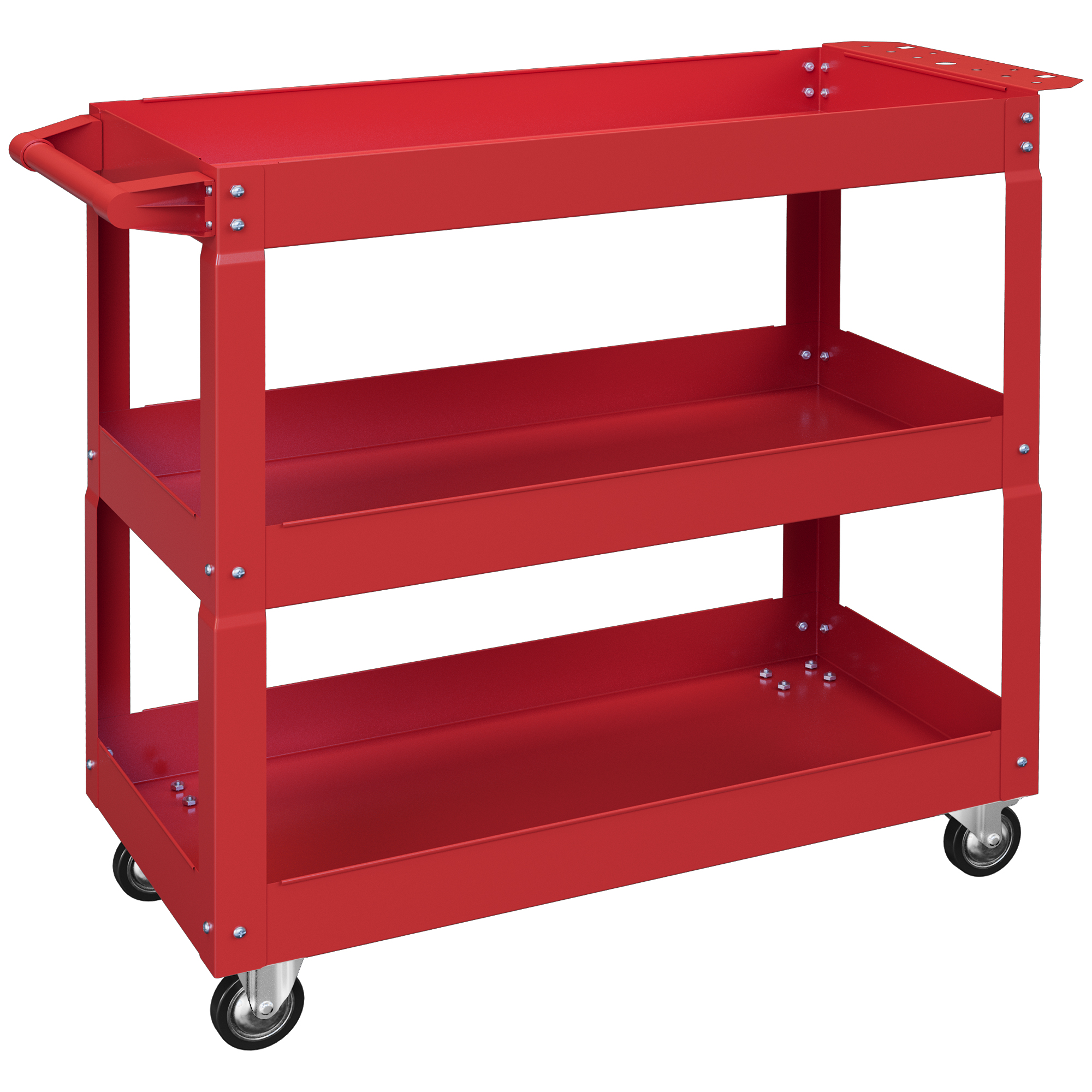 3-stufiger Werkzeugwagen, 4 Rollen, Stahl, 83B x 35,3T x 76H cm, Rot