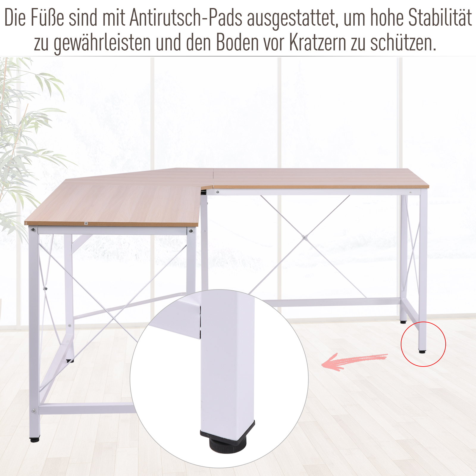 Computertisch Schreibtisch L-Form Arbeitstisch Bürotisch Eckschreibtisch Winkelschreibtisch MDF Natur 150 x 150 x 76 cm