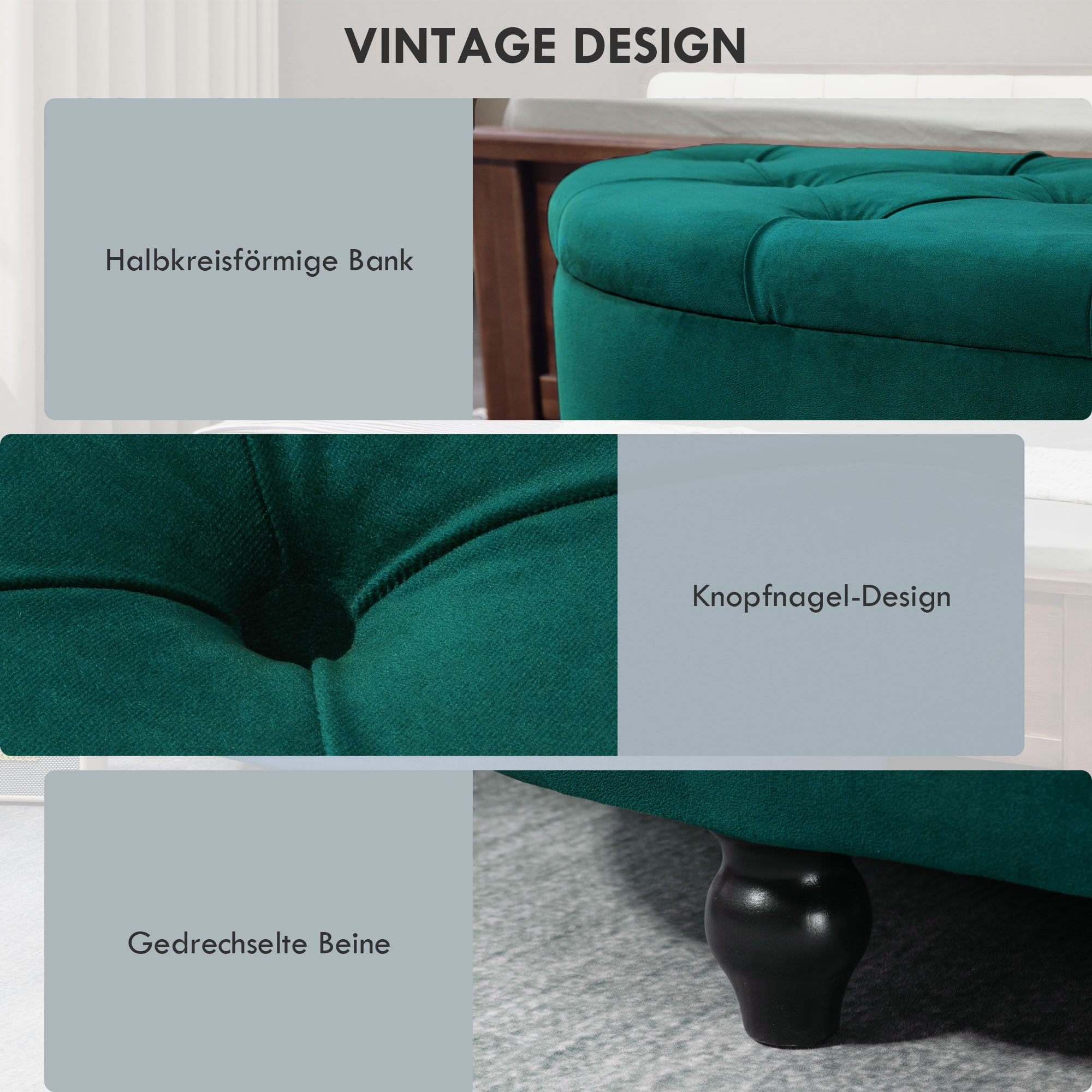 Hocker mit Stauraum, Sitztruhe, gepolstert, soft-close Deckel, Samtoptik, 118 x 45 x 45 cm, Dunkelgrau