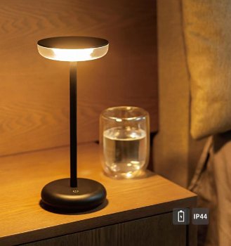 LED Akku-Tischleuchte "Foco Luz", 2900K, IP44, dimmbar, 26cm, matt schwarz