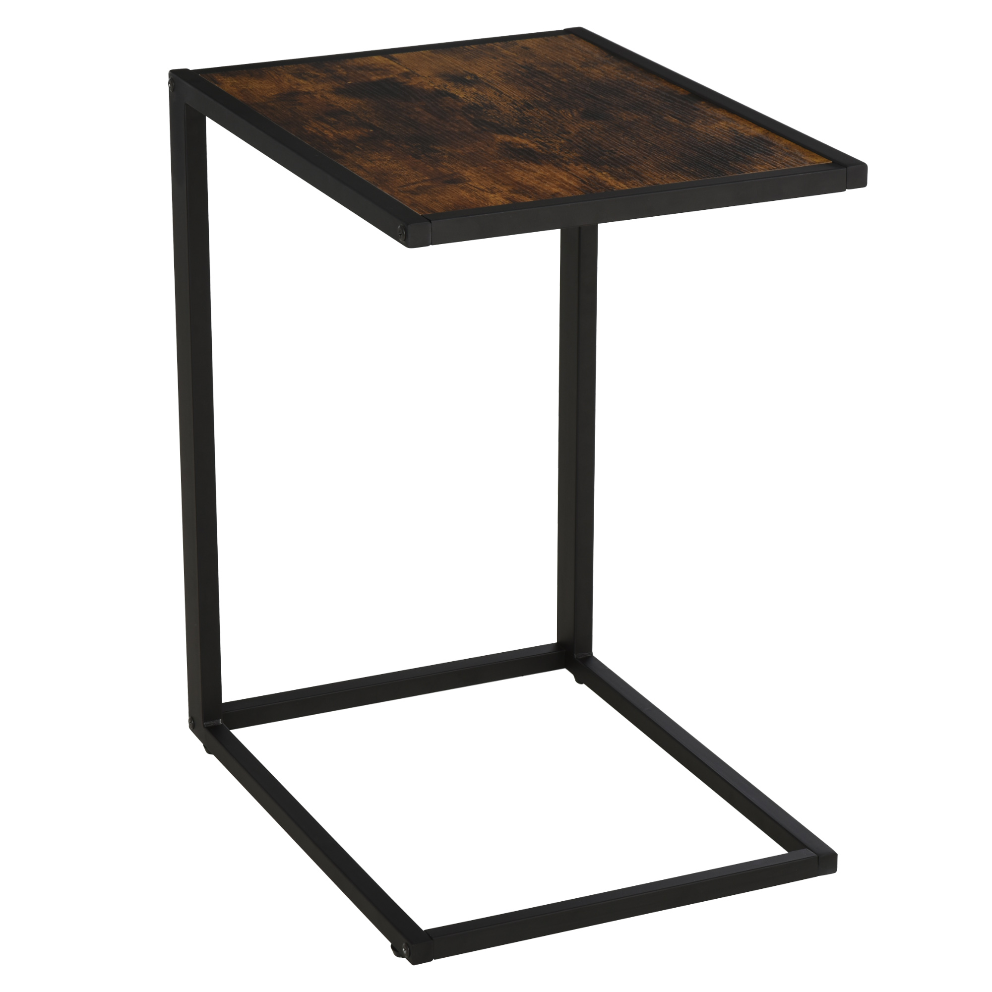 Beistelltisch in C-Form Kaffeetisch Couchtisch Laptoptisch für Schlafzimmer und Wohnzimmer kleiner Bereich mit Metallgestell Industrie-Stil Metall MDF Rustikal-Braun 40,6 x 50,8 X 64,2 cm Beistelltisch in C-Form Kaffeetisch Couchtisch Laptoptisch für Schlafzimmer und Wohnzimmer kleiner Bereich mit Metallgestell Industrie-Stil Metall MDF Rustikal-Braun 40,6 x 50,8 X 64,2 cm