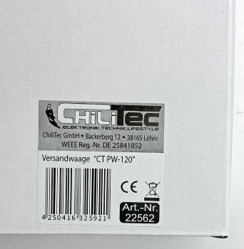 Paketwaage / Versandwaage "CT PW-120", 0,2-120kg, 27x27cm Edelstahl-Platte