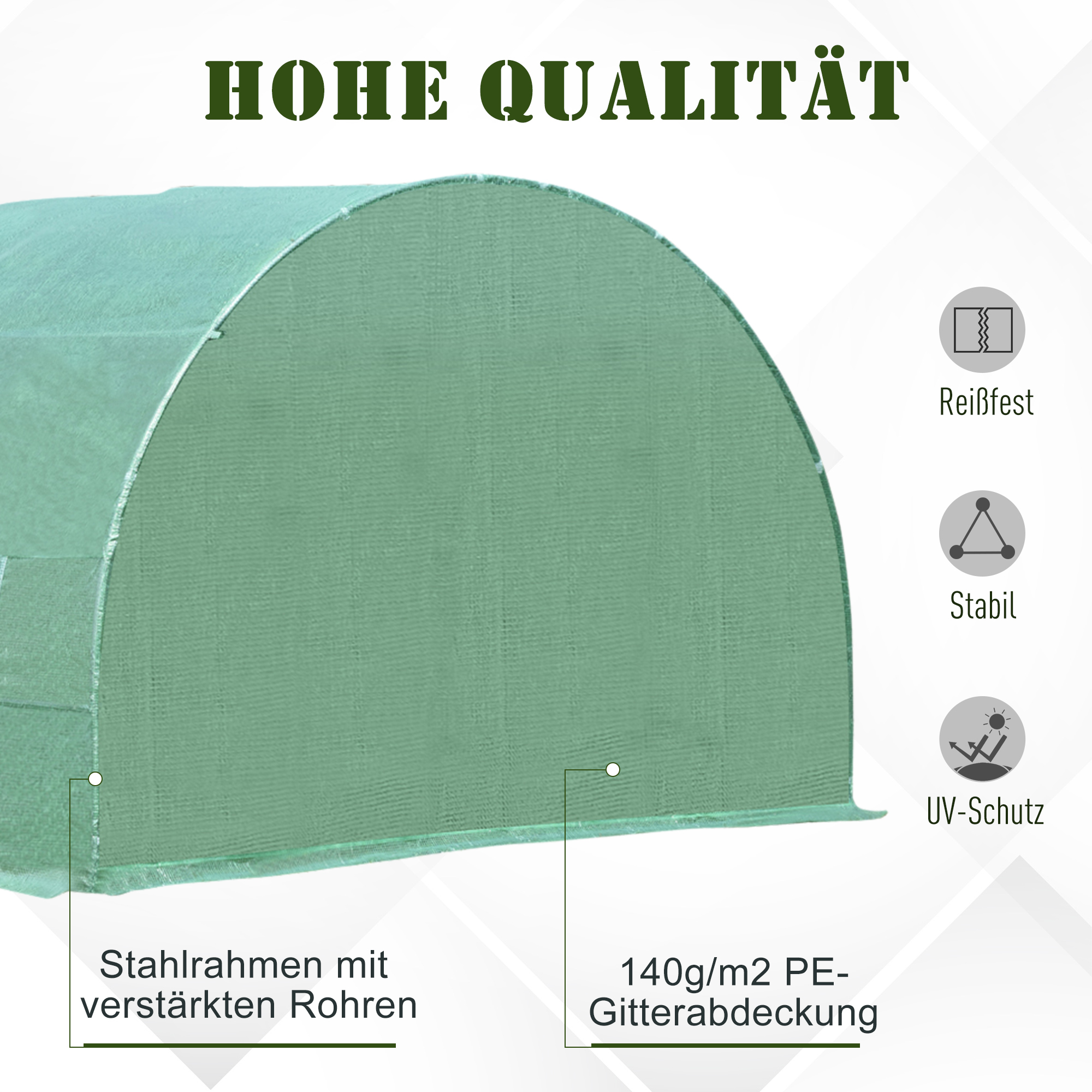 Foliengewächshaus Tomatengewächshaus Treibhaus Folientunnel Frühbeet mit Fenster Grün 595 x 300 x 200 cm
