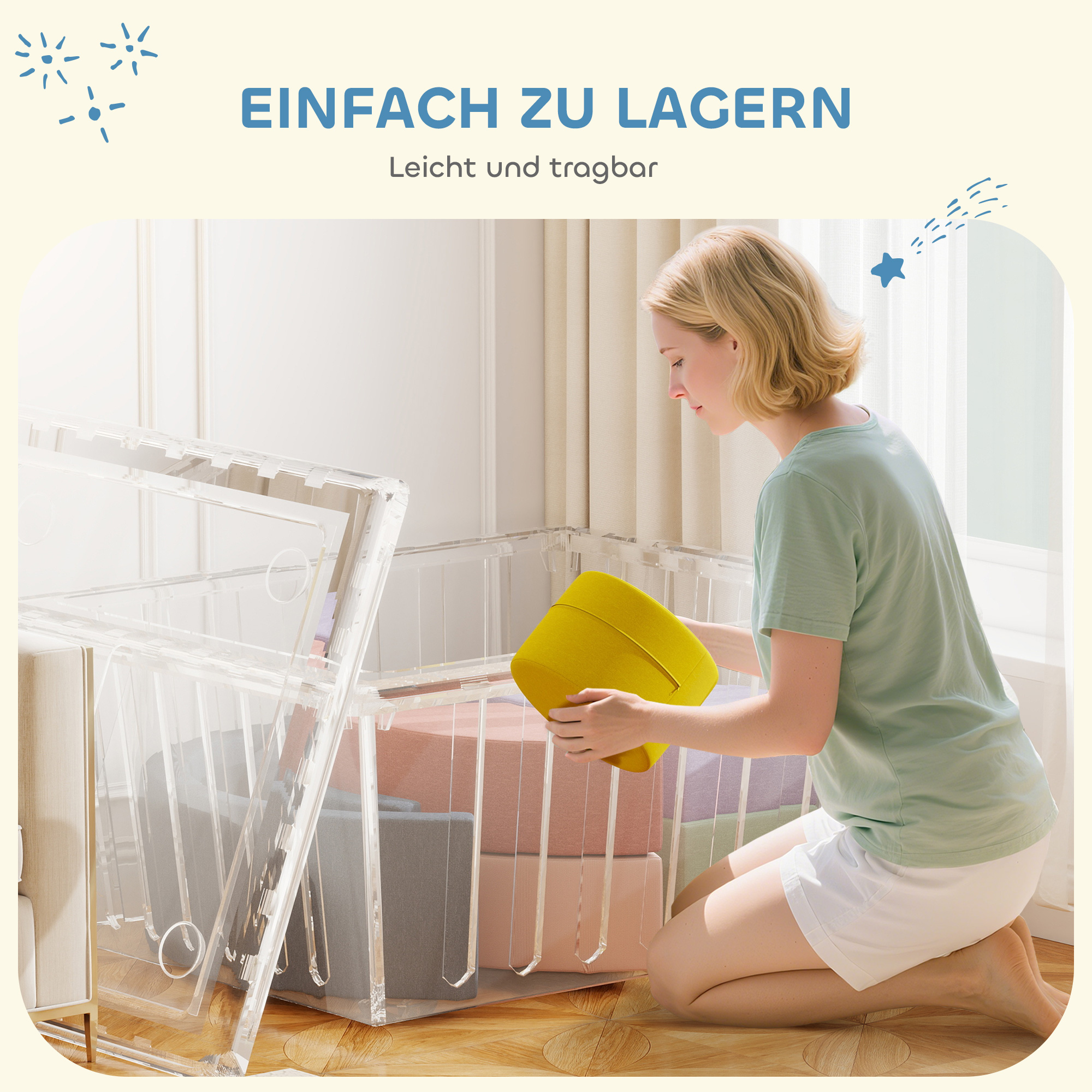 7-teiliges Weichbauklötze-Set für Kleinkinder, Schaumstoff, waschbarer Cordbezug, verschiedene Formen, Bunt