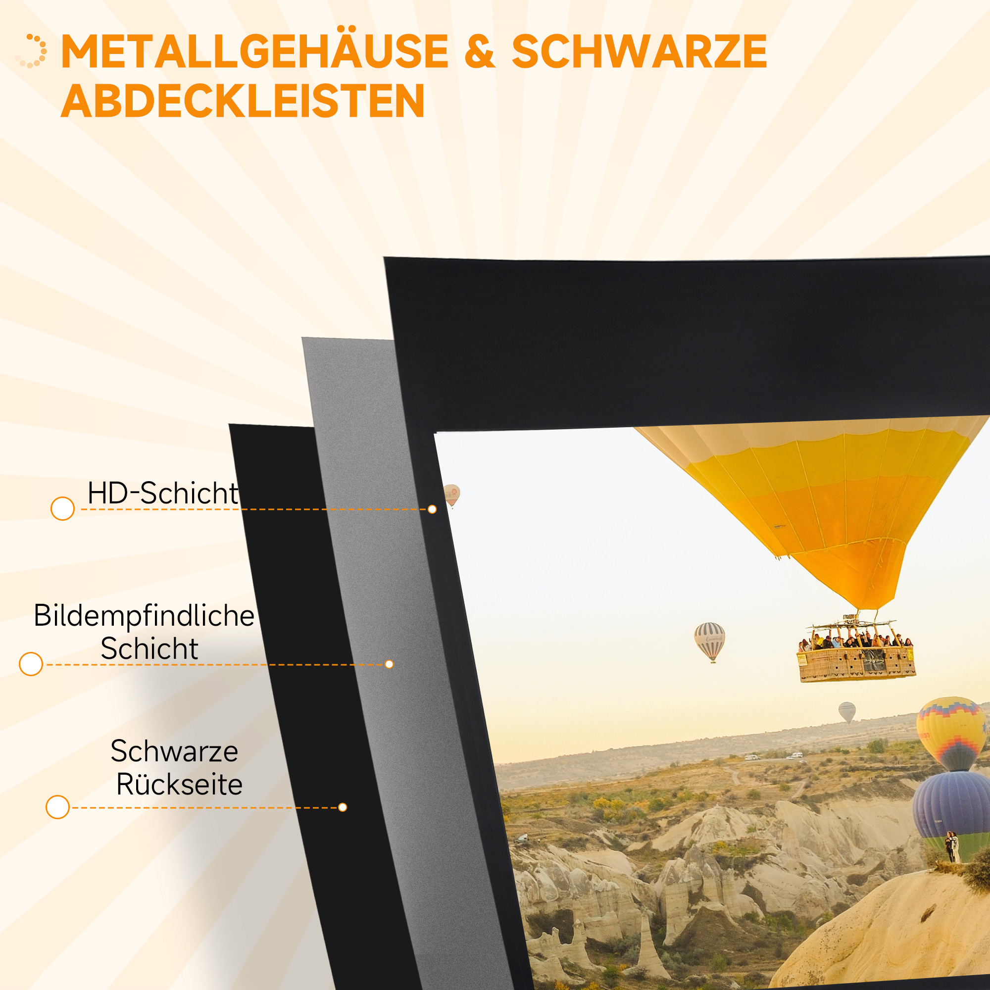 Beamer-Leinwand mit Stativ 186 x 105 cm 84 Zoll 16:9 HD 4K Rollo-Leinwand