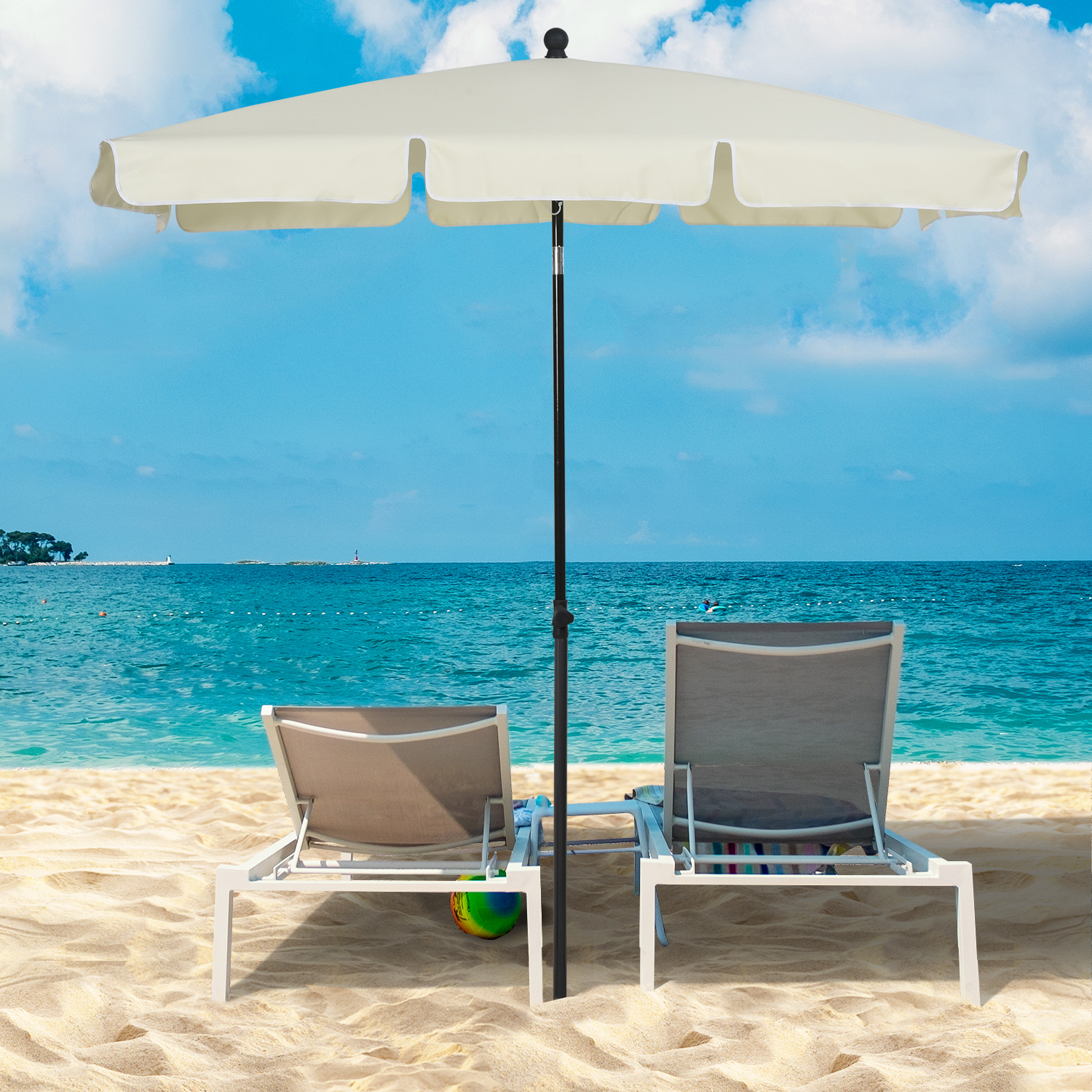 Sonnenschirm Strandschirm Gartenschirm Schirm Balkonschirm Sonnenschutz knickbar Cremeweiß
