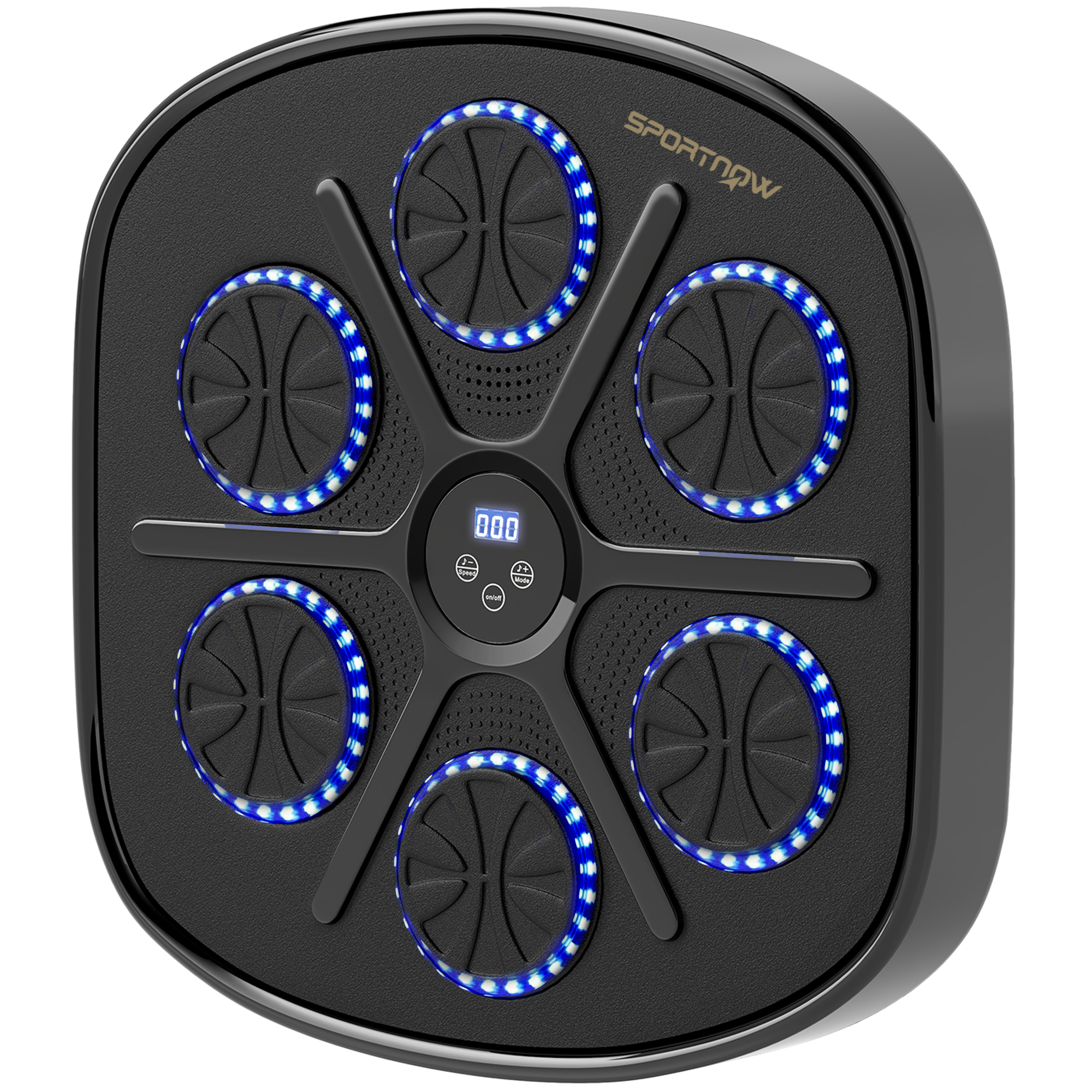 Musik-Boxmaschine, Rhythmisches Boxgerät, 9 Modi, Bluetooth, LED-Lichter, mit Boxhandschuhen, Schwarz
