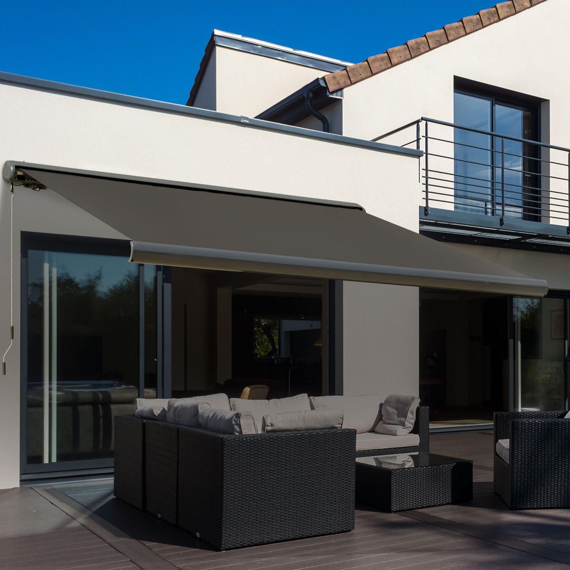 Elektromarkise, mit Fernsteuerung, inkl. Bausatz für Montage, Metallrahmen, dunkelgrau, 3 x 2,5 m