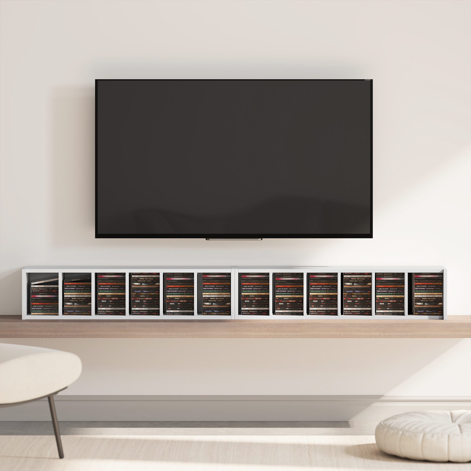 204 CD-Aufbewahrungsregale im 2er-Set, Blu-Ray-Turmständer mit verstellbaren Regalböden, Bücherregal-Organizer, Weiß