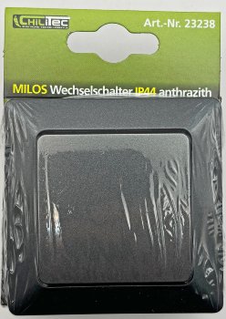 MILOS Wechsel-Schalter IP44 / 250V~/ 10A, inkl. Rahmen, UP, anthrazit