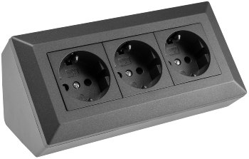3-fach Steckdosenblock, anthrazit / 250V~/ 16A, Aufbaumontage