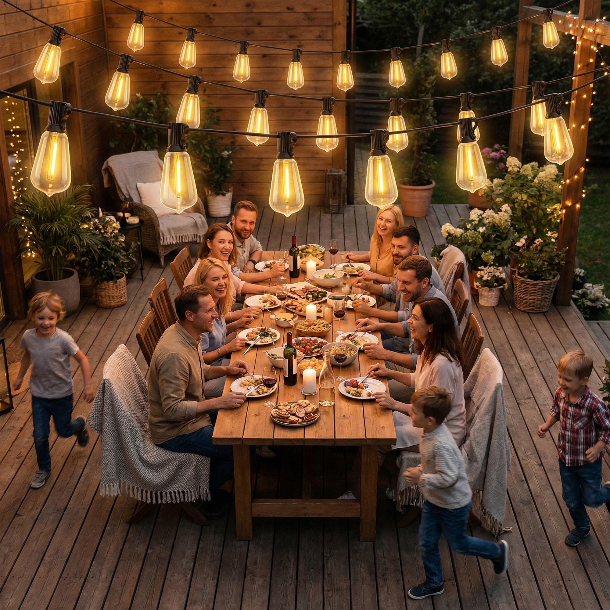 50 LED Vorhanglichter, 18 m verbindbare Lichterkette, IP44 spritzwassergeschützt, Innen- und Außendekoration