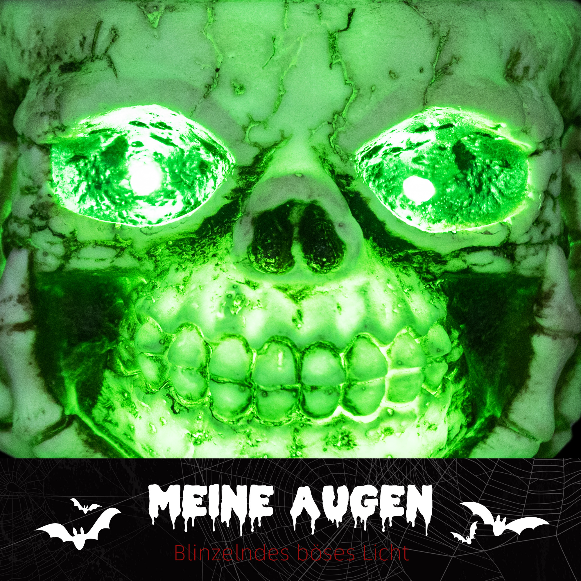 Halloweendekoration, Skelett-Süßigkeitenschale, leuchtende Augen, unheimliches Heulen, Grau/Schwarz