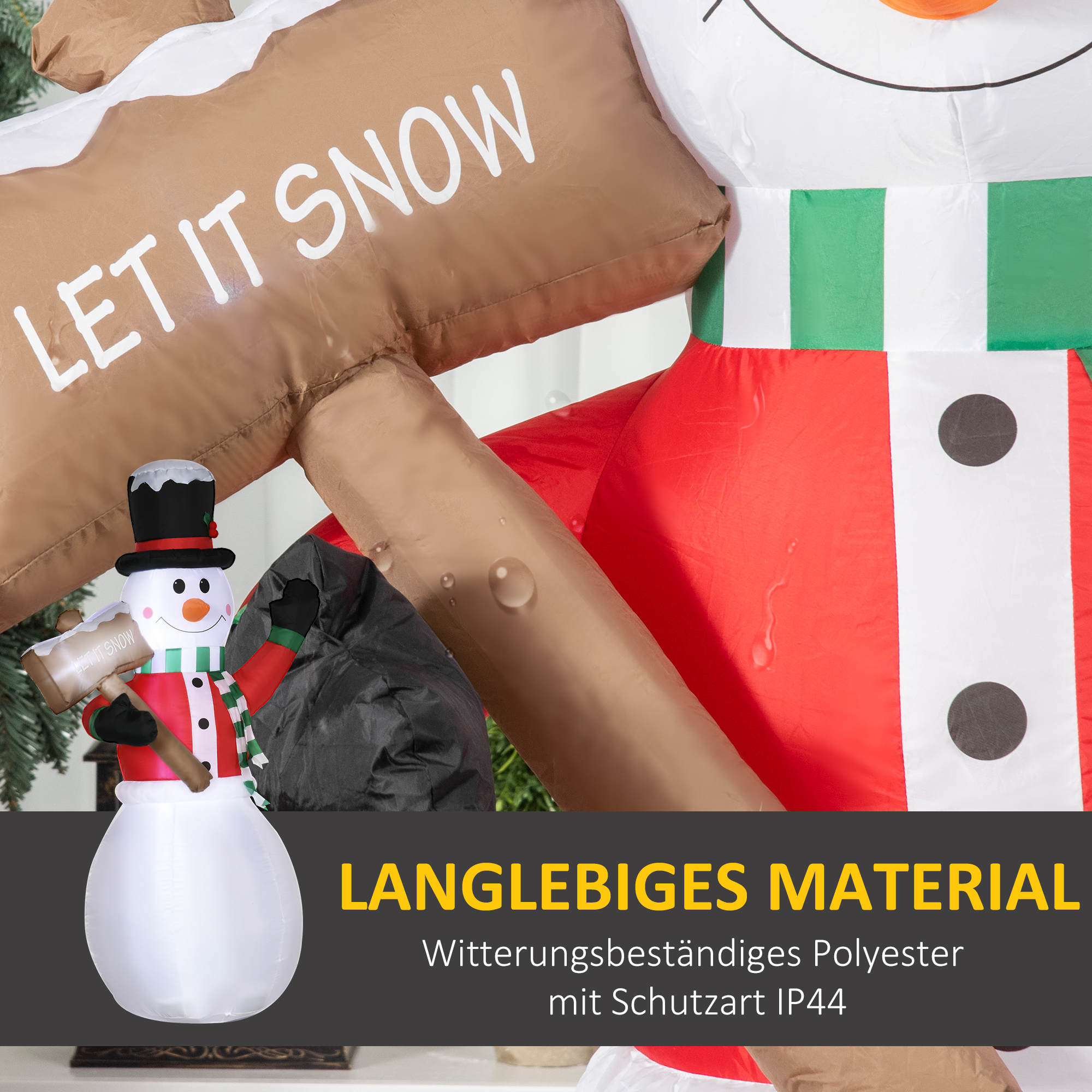 Aufblasbarer Schneemann, Outdoor Weihnachtsdekoration, 1,80 m, Santa Claus, inkl. Gebläse, Mehrfarbig
