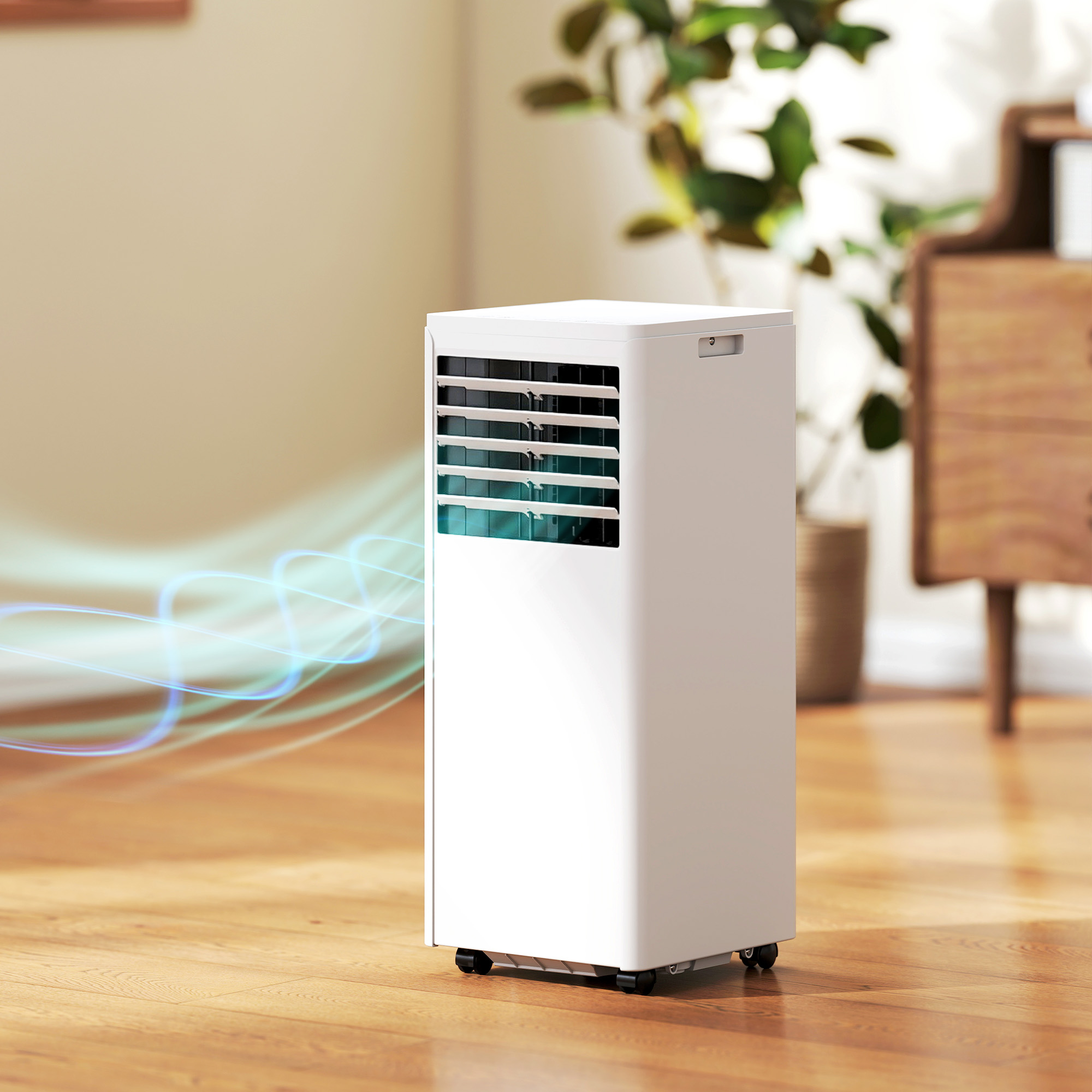 tragbares Klimagerät 9000 BTU, 4-in-1 mit Kühlung, Entfeuchter, Ventilator, Schlafmodus