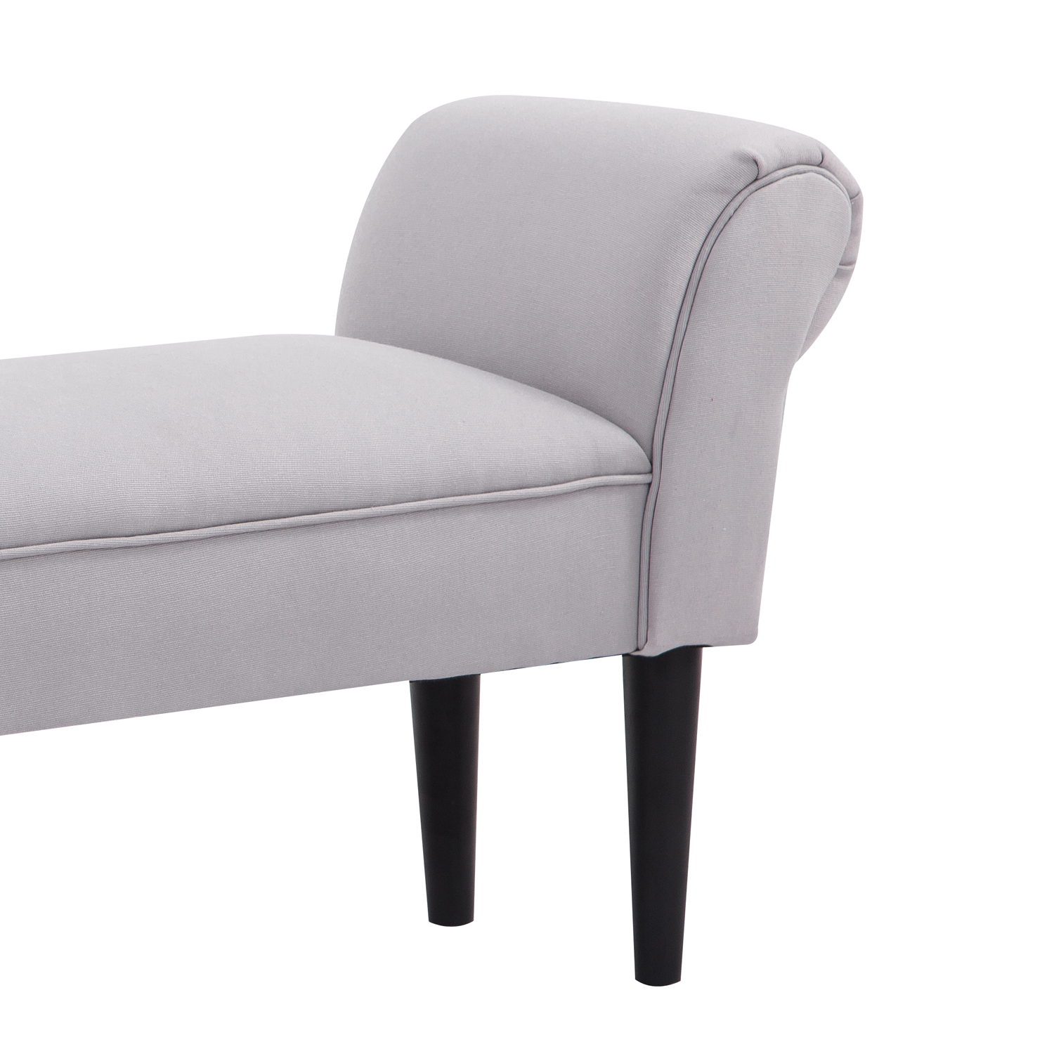 Bettbank, Polsterbank, Sitzbank, Flurbank für Schlafzimmer, bis 130 kg Belastbar, Segelstoff, Grau, 102 x 36 x 51 cm