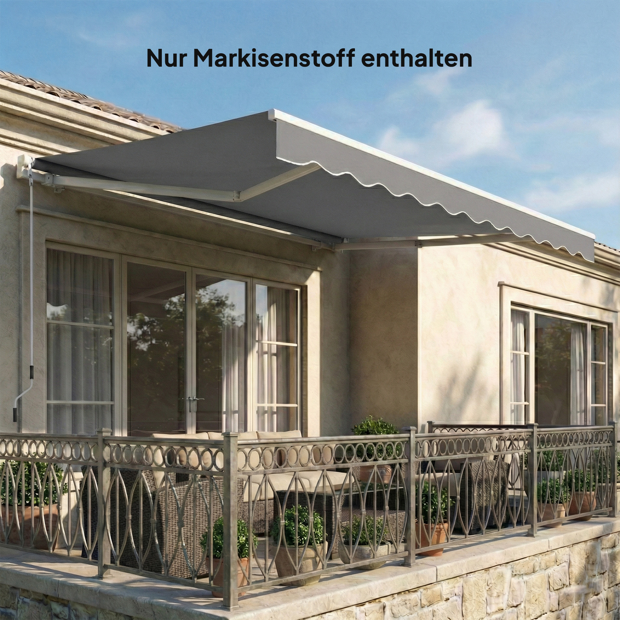 Ersatzstoff für Markise - Sonnenschutzdach UPF 50+ für 3,5 x 2,5 m Rahmen, Dunkelgrau