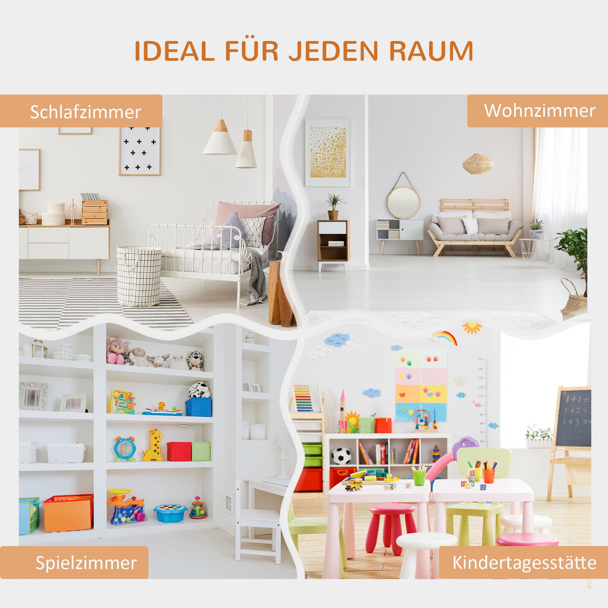 2-in-1 Kinderregal Regal + Sitzbank inkl. Polster 103 cm × 30 cm × 62 cm Weiß + Grau