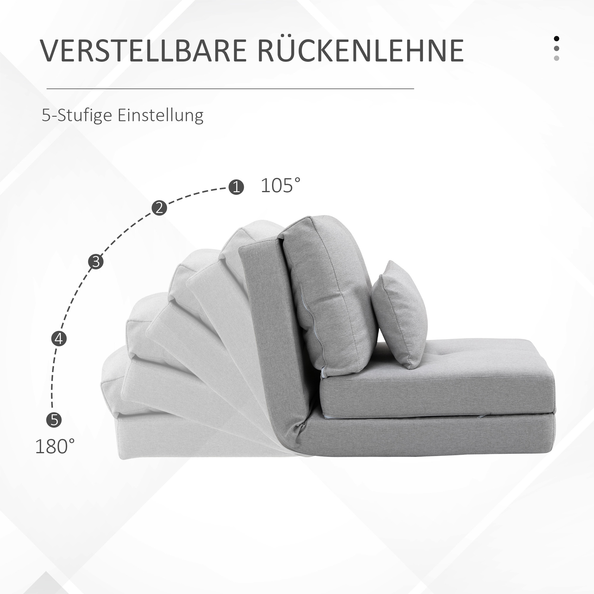 Bodensessel Klappmatratze Schlafmatte, 2-in-1-Design, abnehmbares Kissen, 60 x 80 x 56 cm, Grau