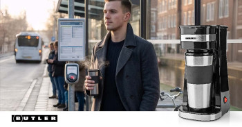 Einzelportions-Kaffeemaschine | 0,4 l | 750 W | isolierter Reisebecher | automatische Abschaltung | schwarz