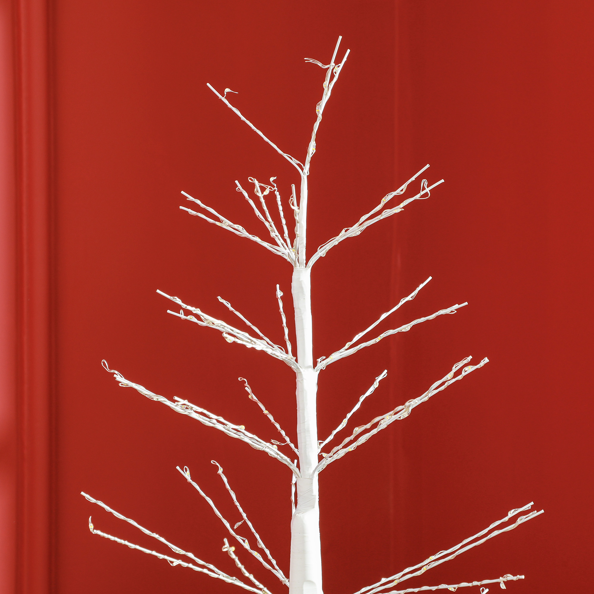 Kunsttanne mit LED-Beleuchtung, 180 cm hoher Weihnachtsbaum, realistische Rinde, Weiß