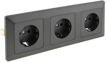 MILOS Set 3 Steckdosen + 3-fach Rahmen / 250V~/ 16A, Steckanschluss, Anthrazit