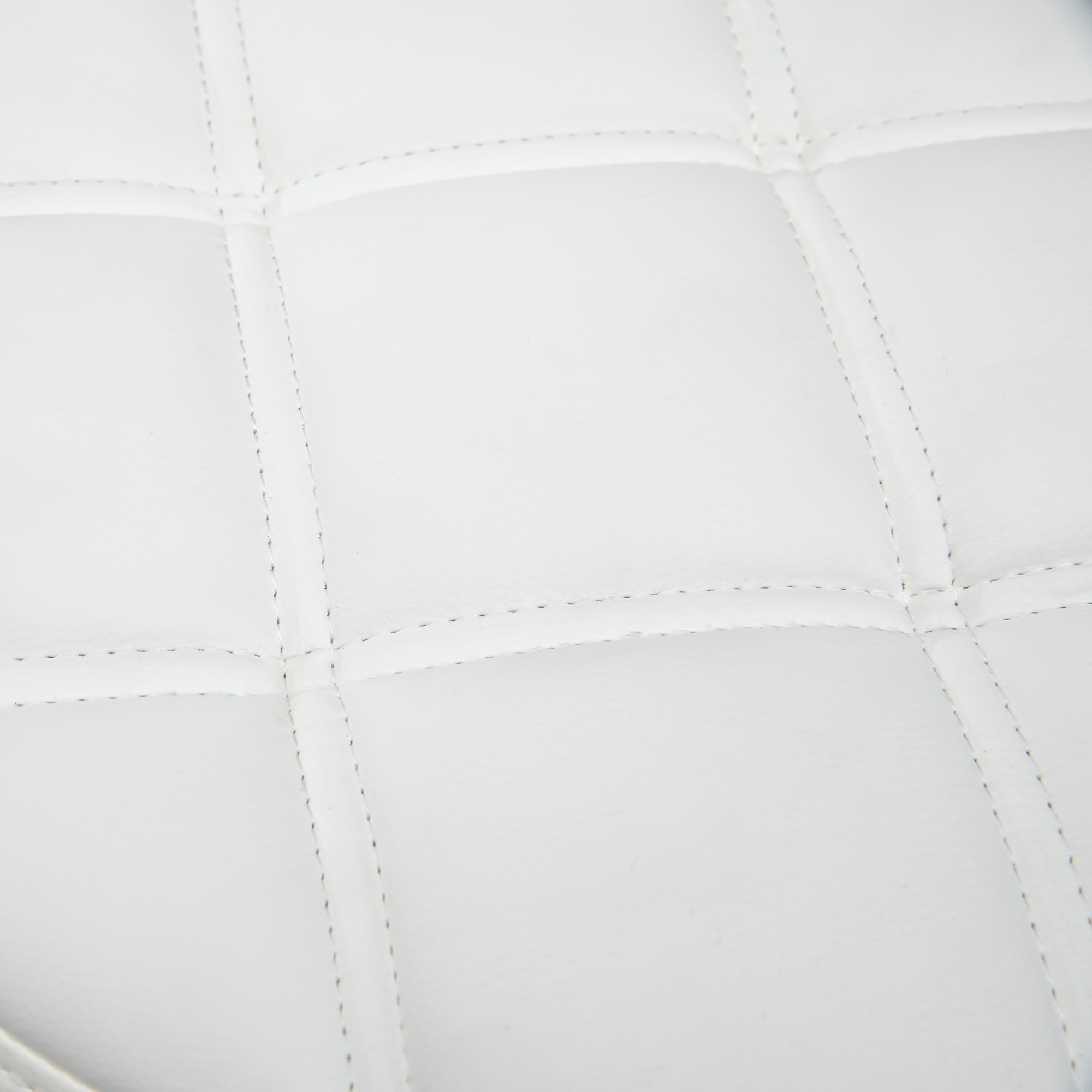 Drehhocker, Salonhocker, höhenverstellbar, Kunstleder, Steppdesign, Ø35,5 x 48-63 cm, Weiß/Silber