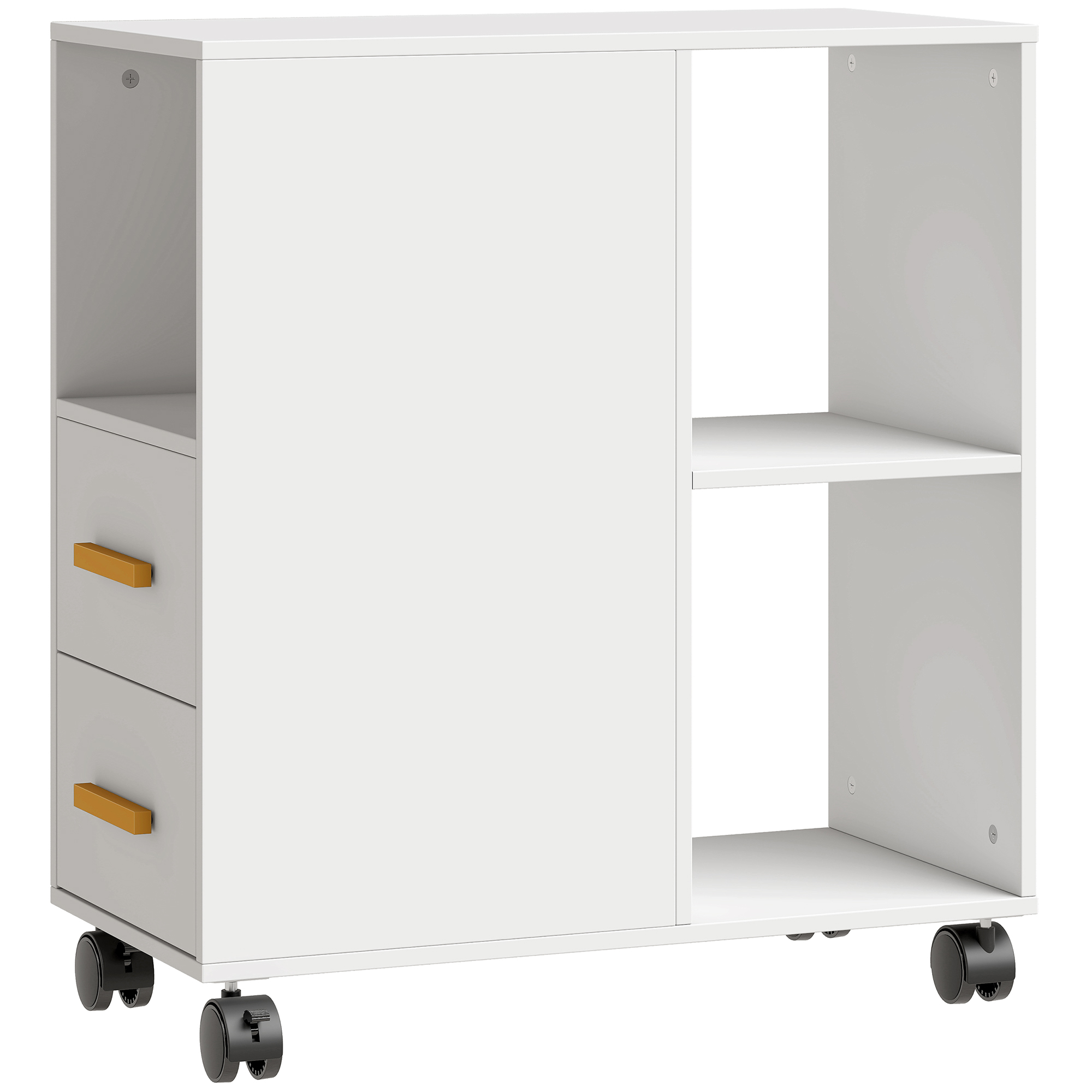 Druckerständer Druckertisch mit Verstellbar Ablage, Rollen für Fax Scanner 60 x 30 x 65 cm Weiß