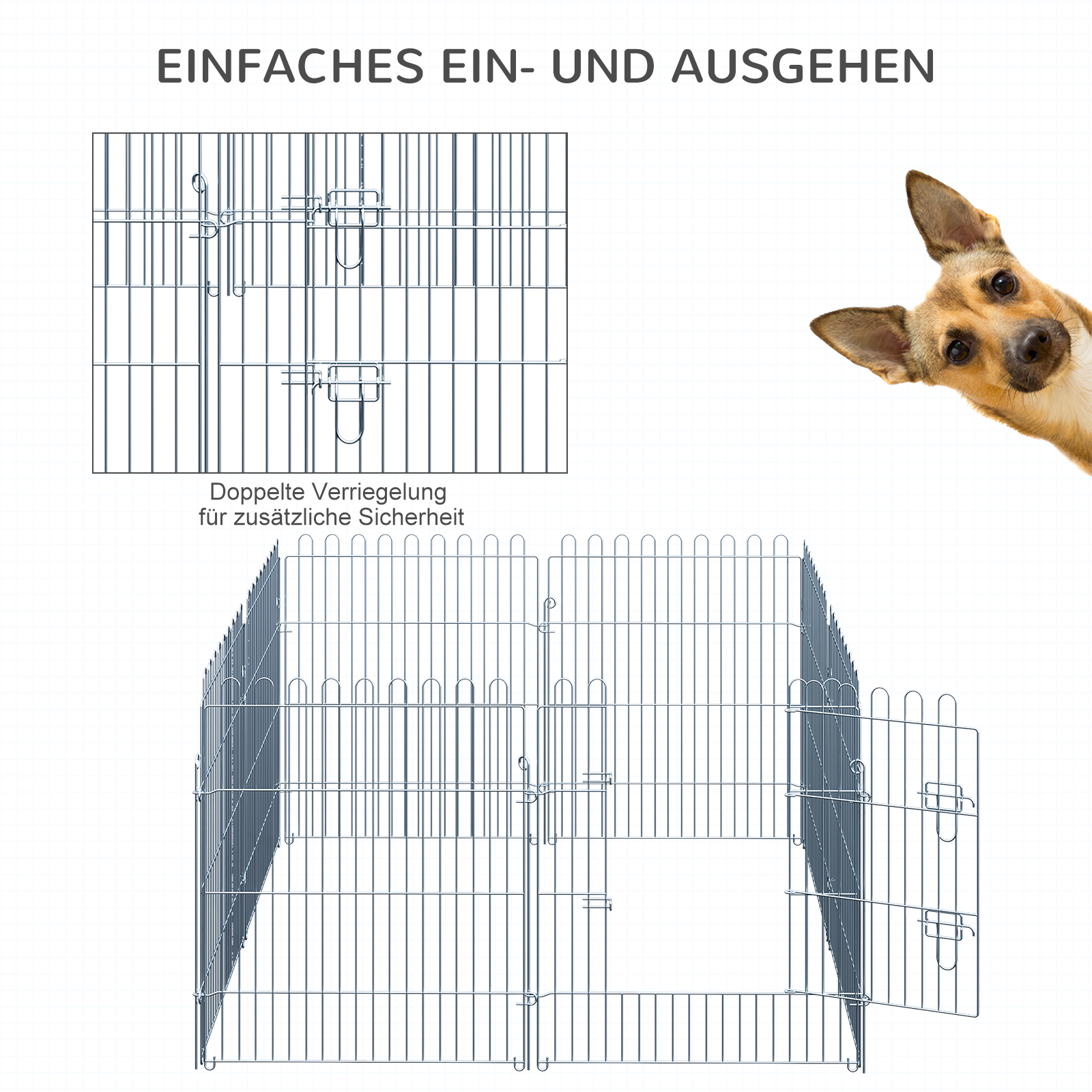 Freilaufgehege Welpenauslauf Welpenzaun Laufstall Welpengitter für Tiere 8-teilig B63 x H76 cm