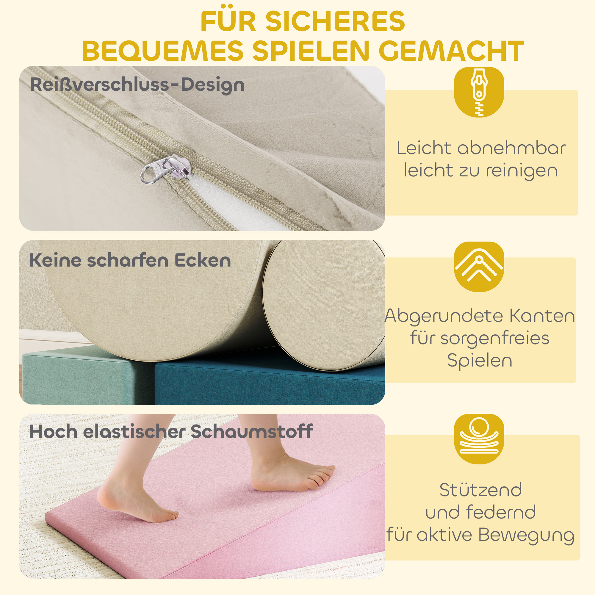 5-teiliges Schaumstoffblöcke-Set für Babys & Kleinkinder, zum Bauen, Spielen, Klettern, Indoor-Set, Schaumstoff, Bunt