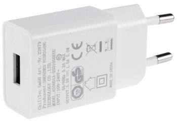 Stecker-Netzteil mit USB "CTN-0510", Ein 110-240V~, Aus 5V=, 1A, 5W, weiß