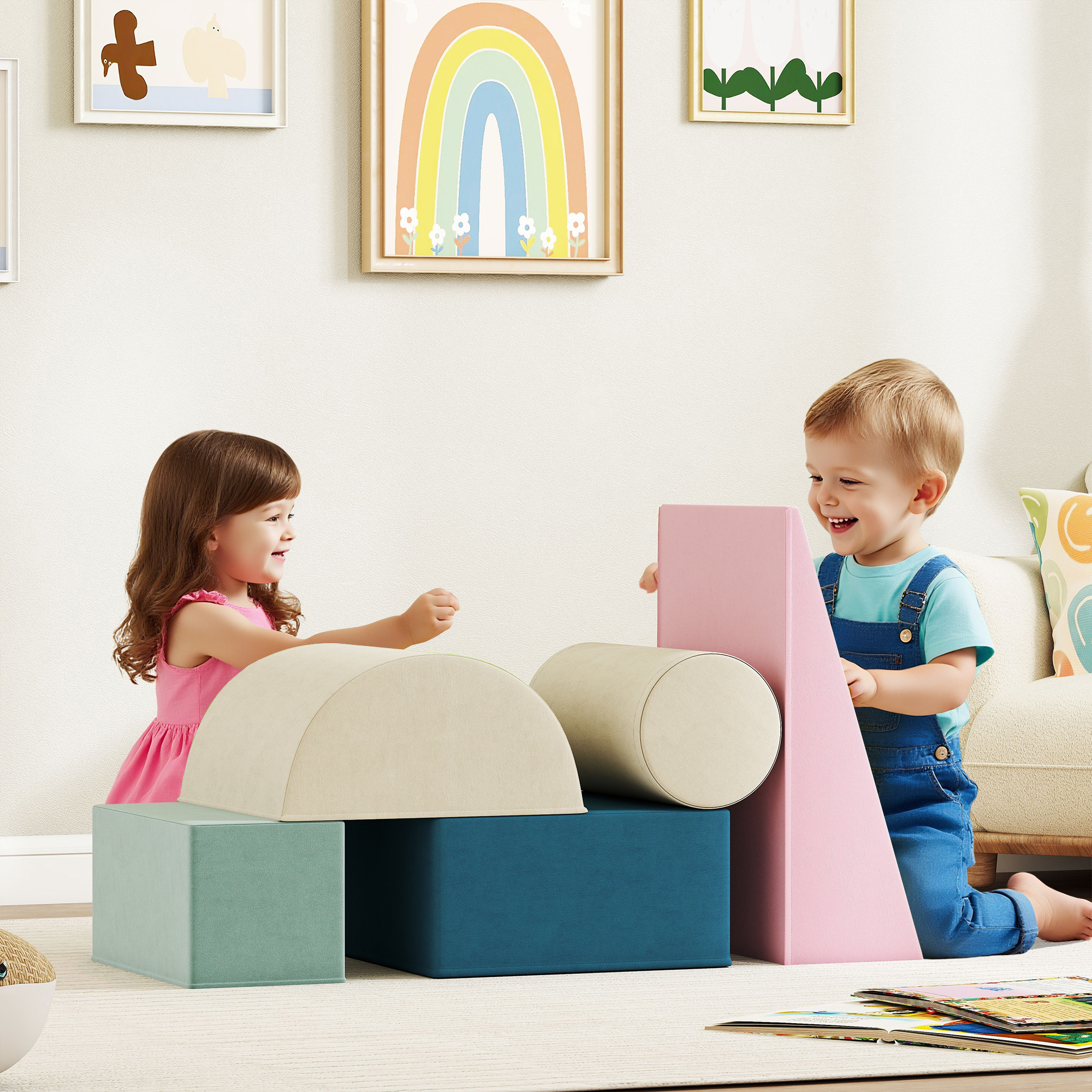 5-teiliges Schaumstoffblöcke-Set für Babys & Kleinkinder, zum Bauen, Spielen, Klettern, Indoor-Set, Schaumstoff, Bunt