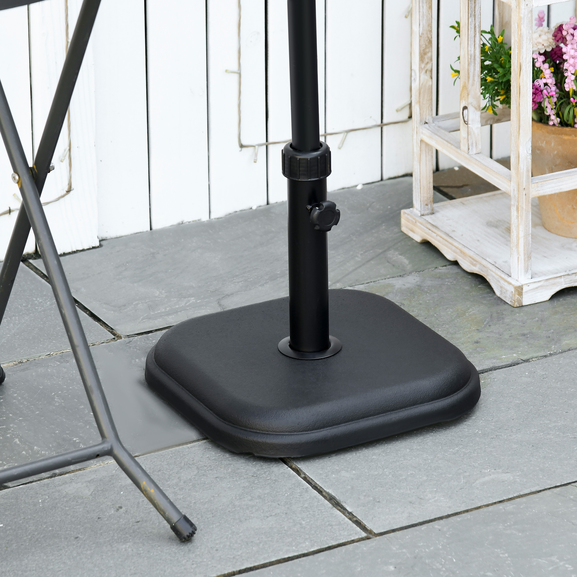 Sonnenschirmständer aus Beton 11kg Quadratisch Schirmständer für Sonnenschirm 32-38mm Rohrdurchmesser Schwarz