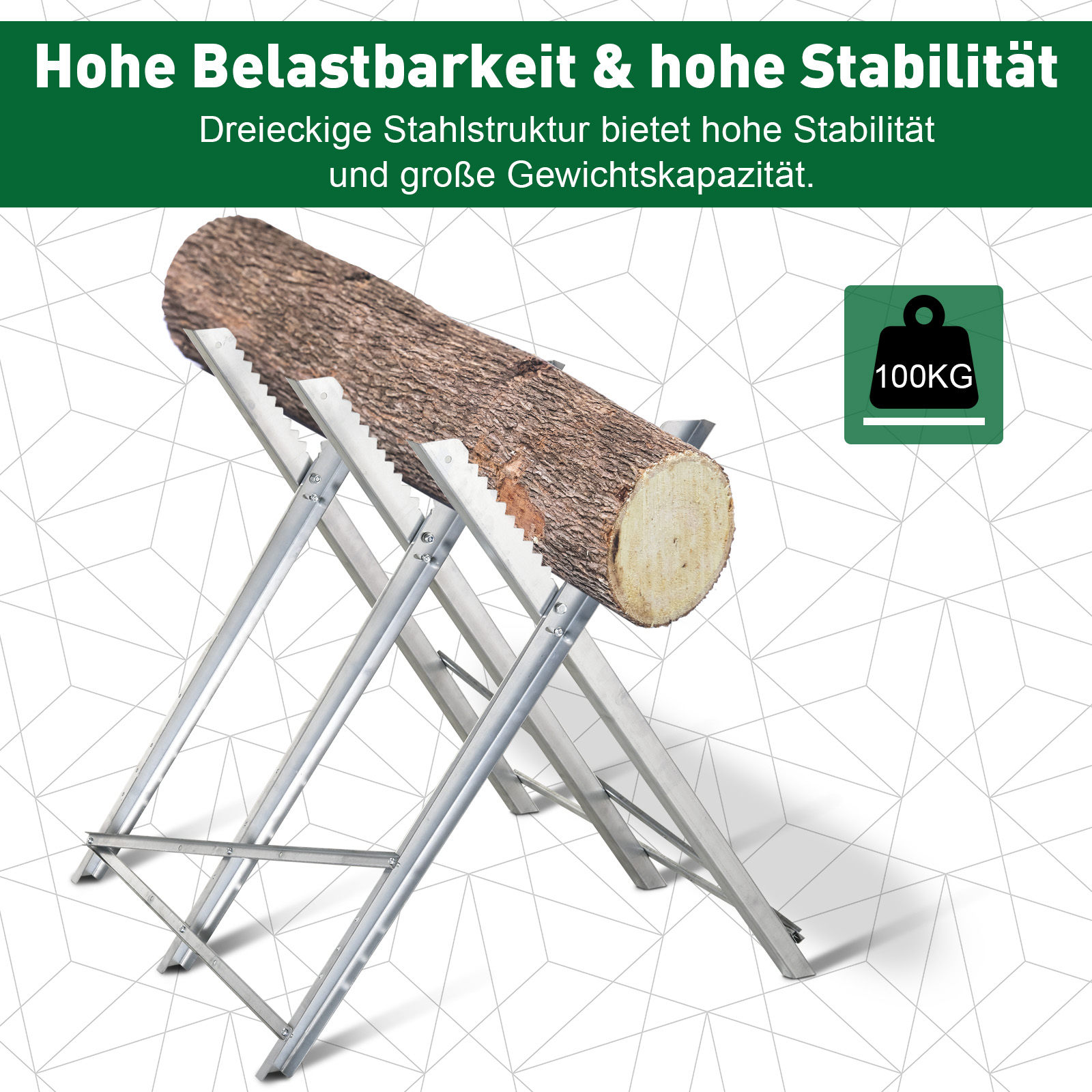 Kettensägebock Sägebock zusammenklappbar Sägegestell für Brennholz Silber Metall 83 x 83 x 79 cm