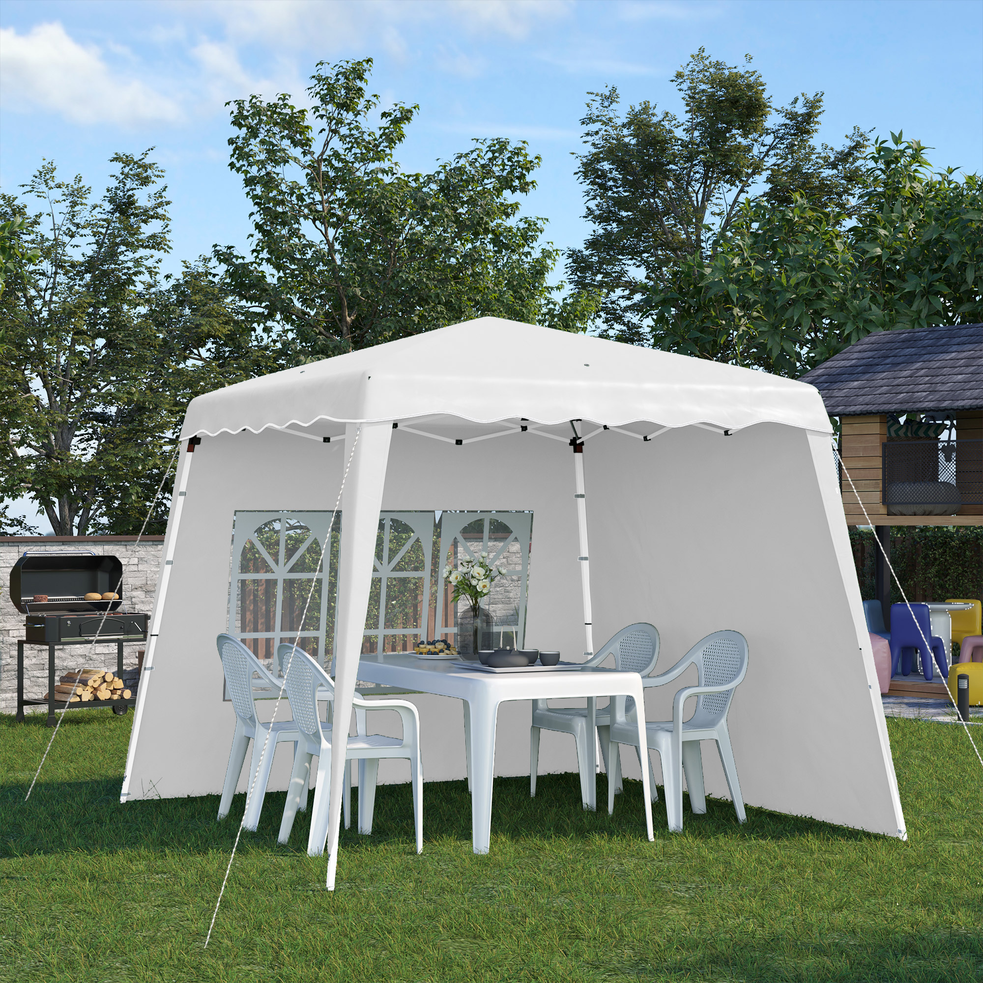 Pop Up Pavillion Faltpavillion, inkl, Fernstern, wetterbeständig, 240 x 240 x 250 cm, Weiß