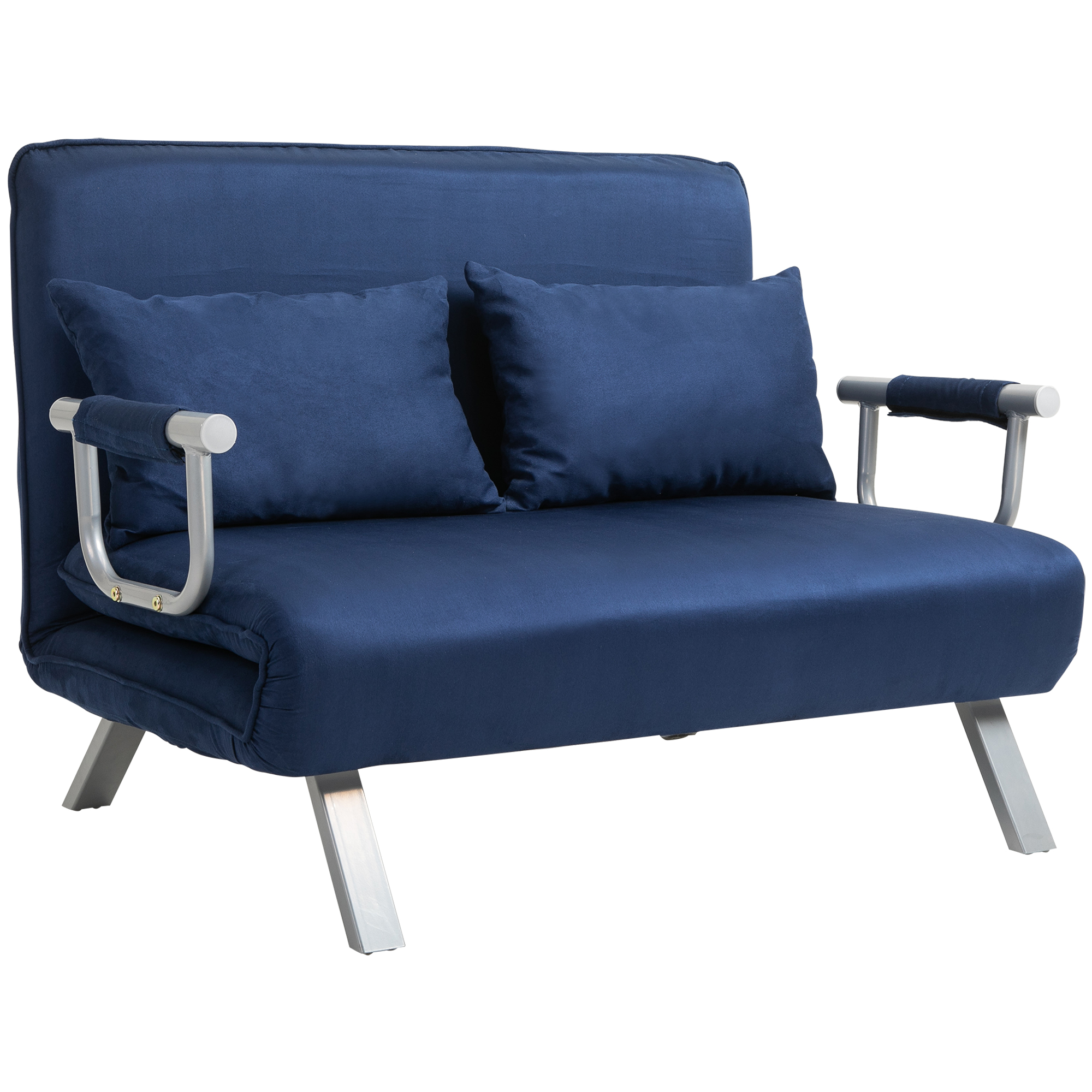 Schlafsofa, 5-fach verstellbar, Wildlederimitat, Metallrahmen, inkl. Kissen, Marineblau